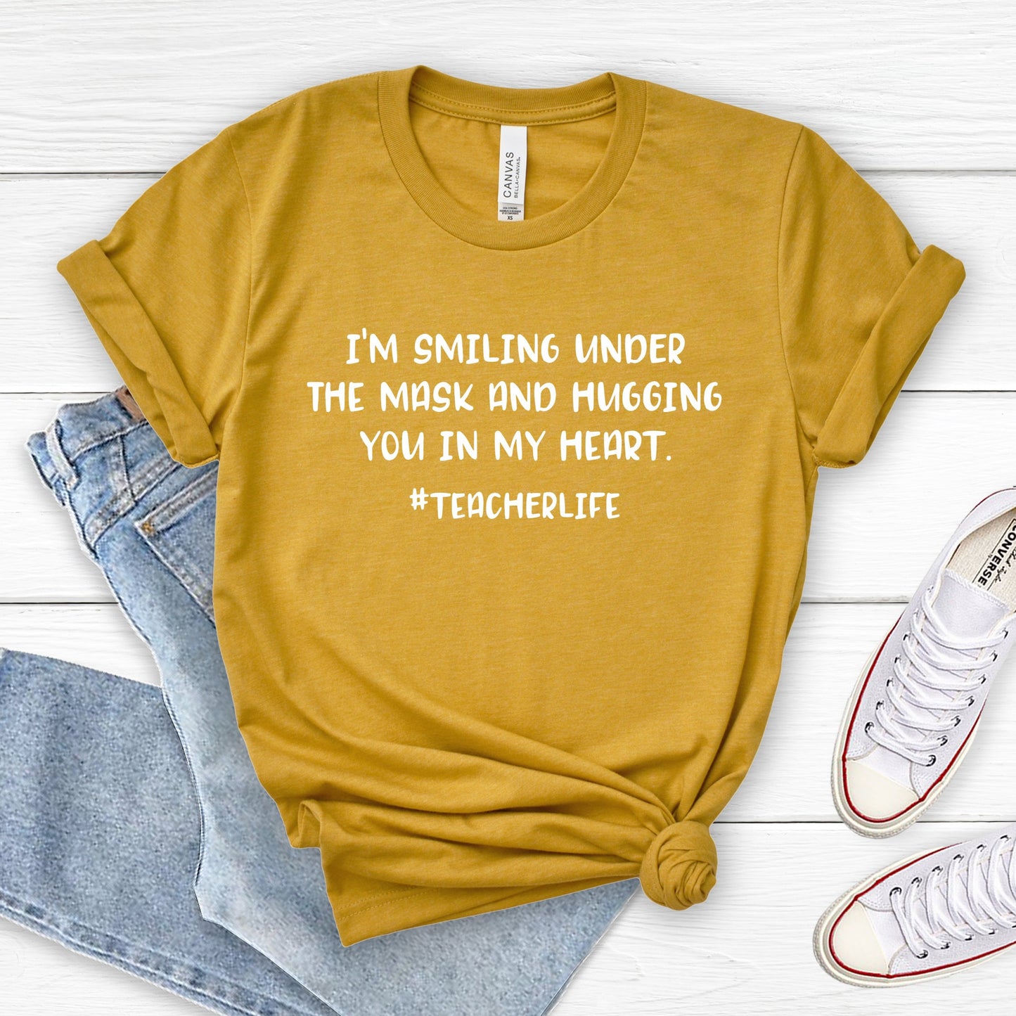I'm Smiling Under The Mask Teacher T-Shirt