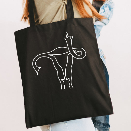 Uterus Flip Off Tote Bag