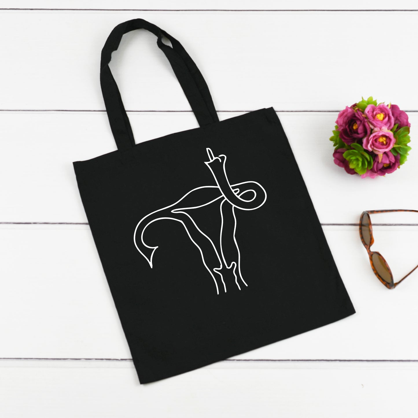 Uterus Flip Off Tote Bag