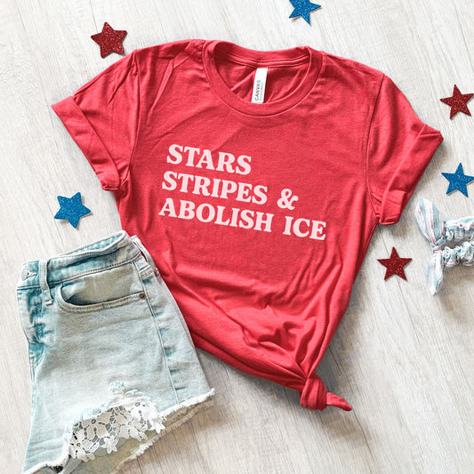 Stars Stripes and Abolish ICE T-Shirt