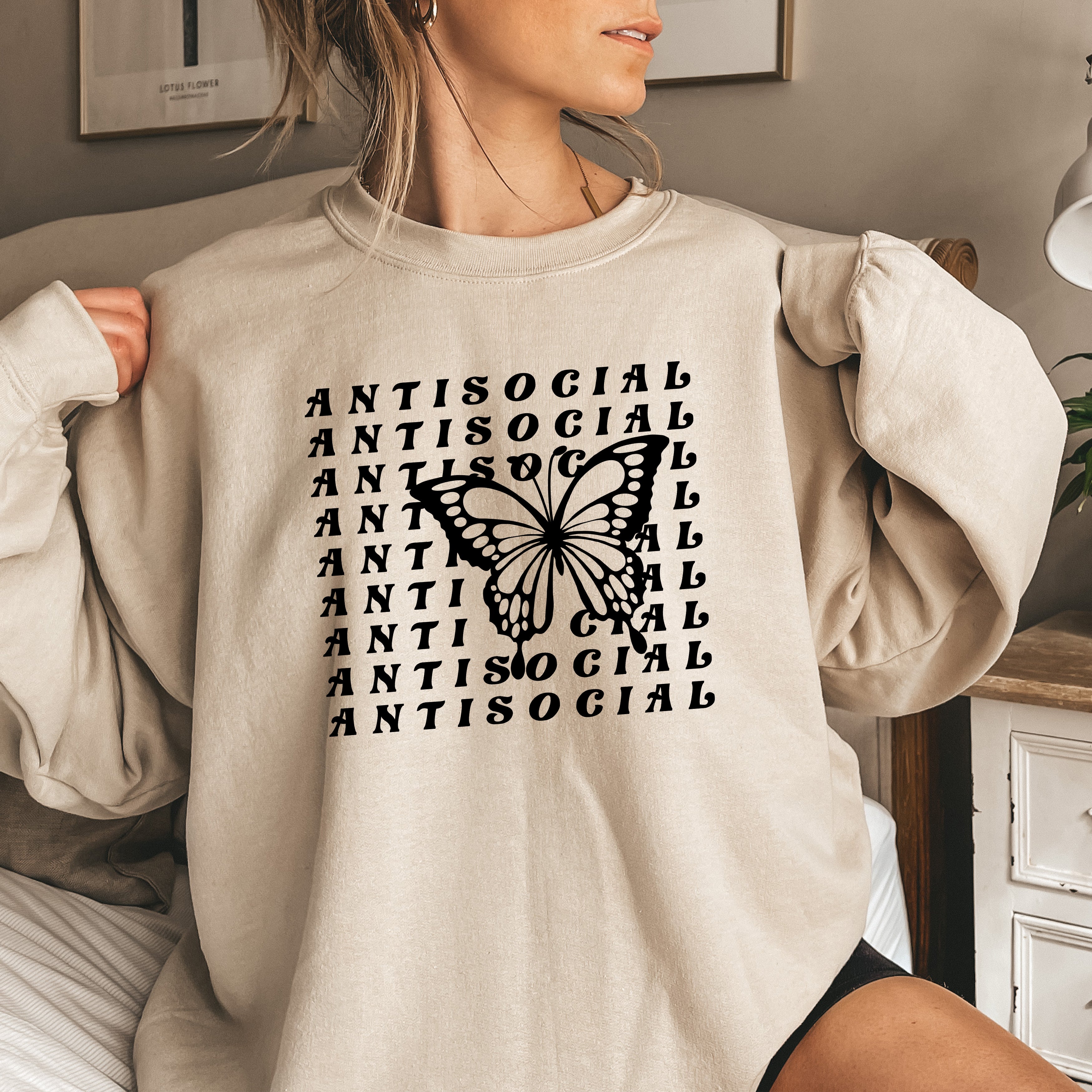 Antisocial 2025 butterfly sweatshirt