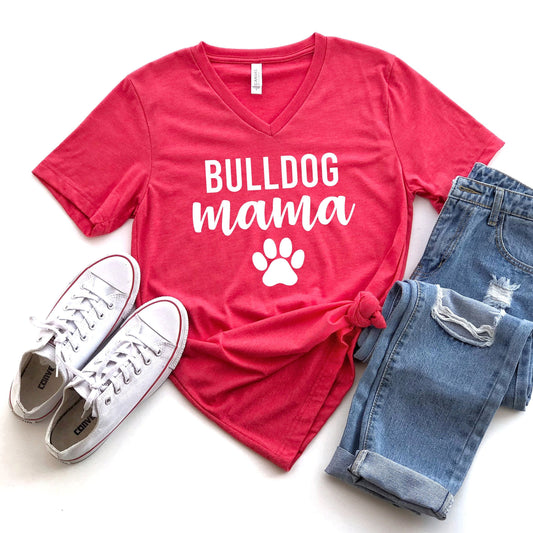 Bulldog Mama V-Neck T-Shirt