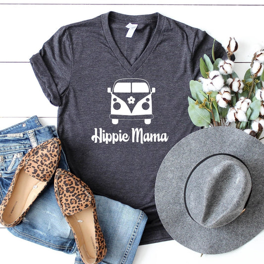 Hippie Mama V-Neck T-Shirt