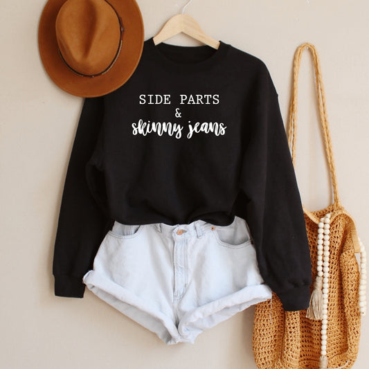 Side Parts and Skinny Jeans Sweatshirt