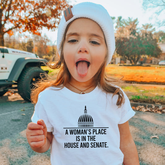 A Woman's Place is in the House and Senate Youth T-Shirt